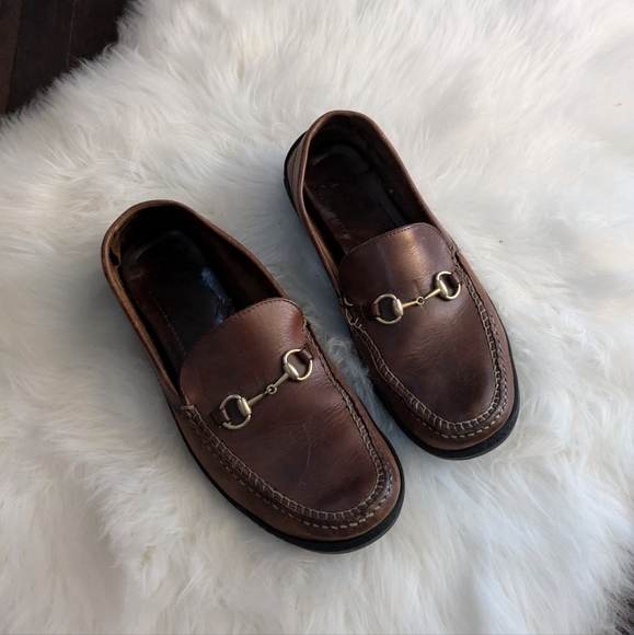 Gucci Other - Gucci Brown Cognac leather moccasin boat driving slip on loafers Men's 9 vintage
